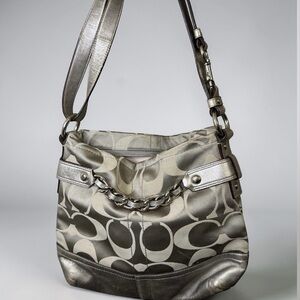 Coach Metallic Gray Signature Shoulder Bag